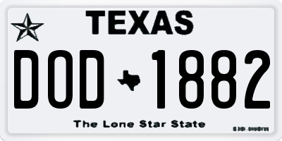 TX license plate DOD1882