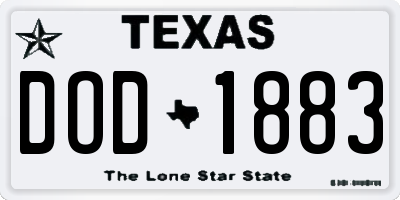TX license plate DOD1883