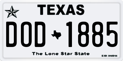 TX license plate DOD1885
