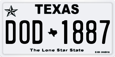 TX license plate DOD1887