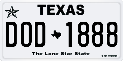 TX license plate DOD1888
