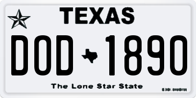 TX license plate DOD1890