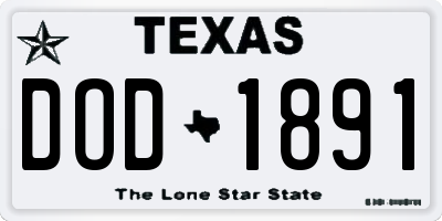 TX license plate DOD1891