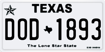 TX license plate DOD1893