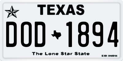 TX license plate DOD1894