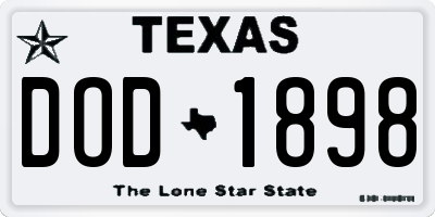 TX license plate DOD1898