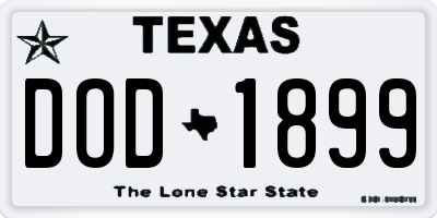 TX license plate DOD1899