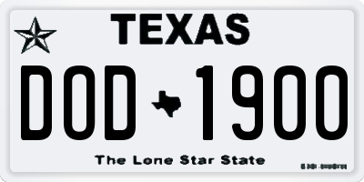TX license plate DOD1900