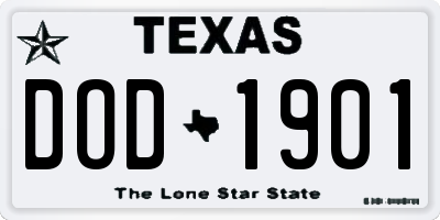TX license plate DOD1901