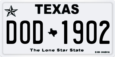 TX license plate DOD1902