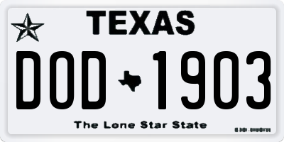 TX license plate DOD1903