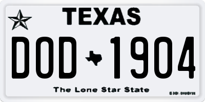 TX license plate DOD1904