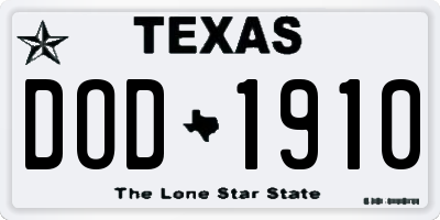 TX license plate DOD1910