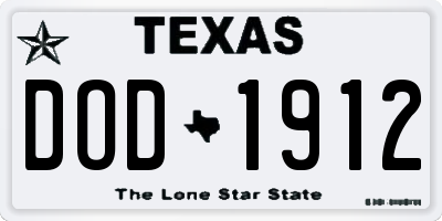 TX license plate DOD1912