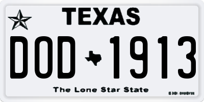 TX license plate DOD1913