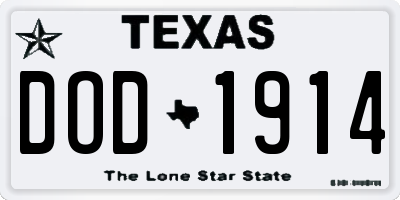 TX license plate DOD1914