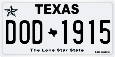 TX license plate DOD1915