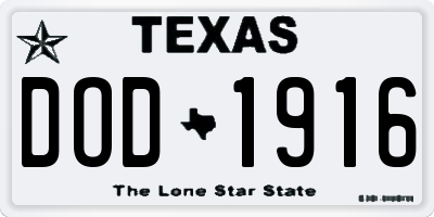 TX license plate DOD1916