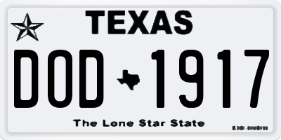 TX license plate DOD1917