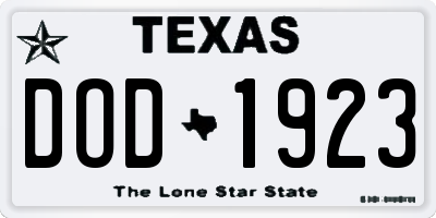 TX license plate DOD1923