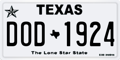 TX license plate DOD1924
