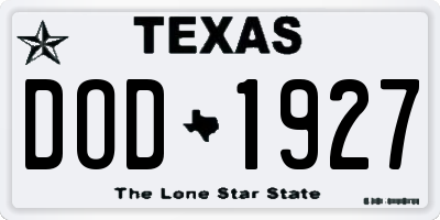 TX license plate DOD1927