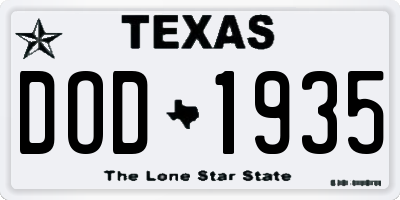 TX license plate DOD1935