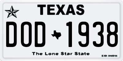 TX license plate DOD1938