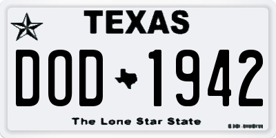 TX license plate DOD1942