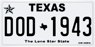 TX license plate DOD1943