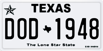TX license plate DOD1948