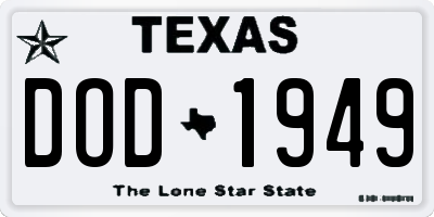 TX license plate DOD1949