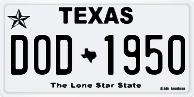 TX license plate DOD1950