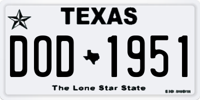 TX license plate DOD1951