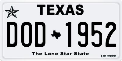 TX license plate DOD1952