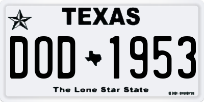 TX license plate DOD1953