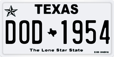 TX license plate DOD1954