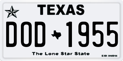 TX license plate DOD1955