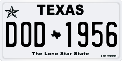 TX license plate DOD1956