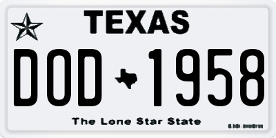TX license plate DOD1958