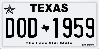 TX license plate DOD1959