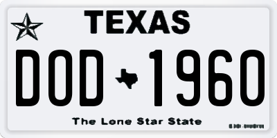 TX license plate DOD1960