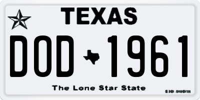 TX license plate DOD1961