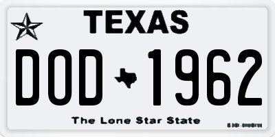 TX license plate DOD1962