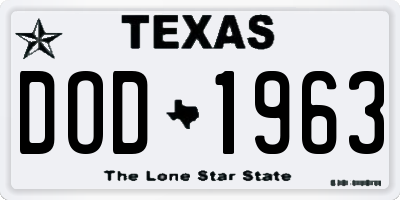 TX license plate DOD1963
