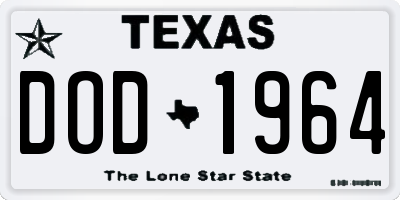 TX license plate DOD1964