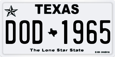 TX license plate DOD1965