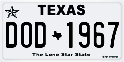 TX license plate DOD1967