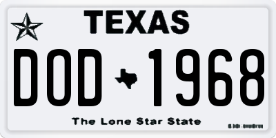 TX license plate DOD1968