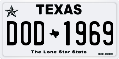 TX license plate DOD1969